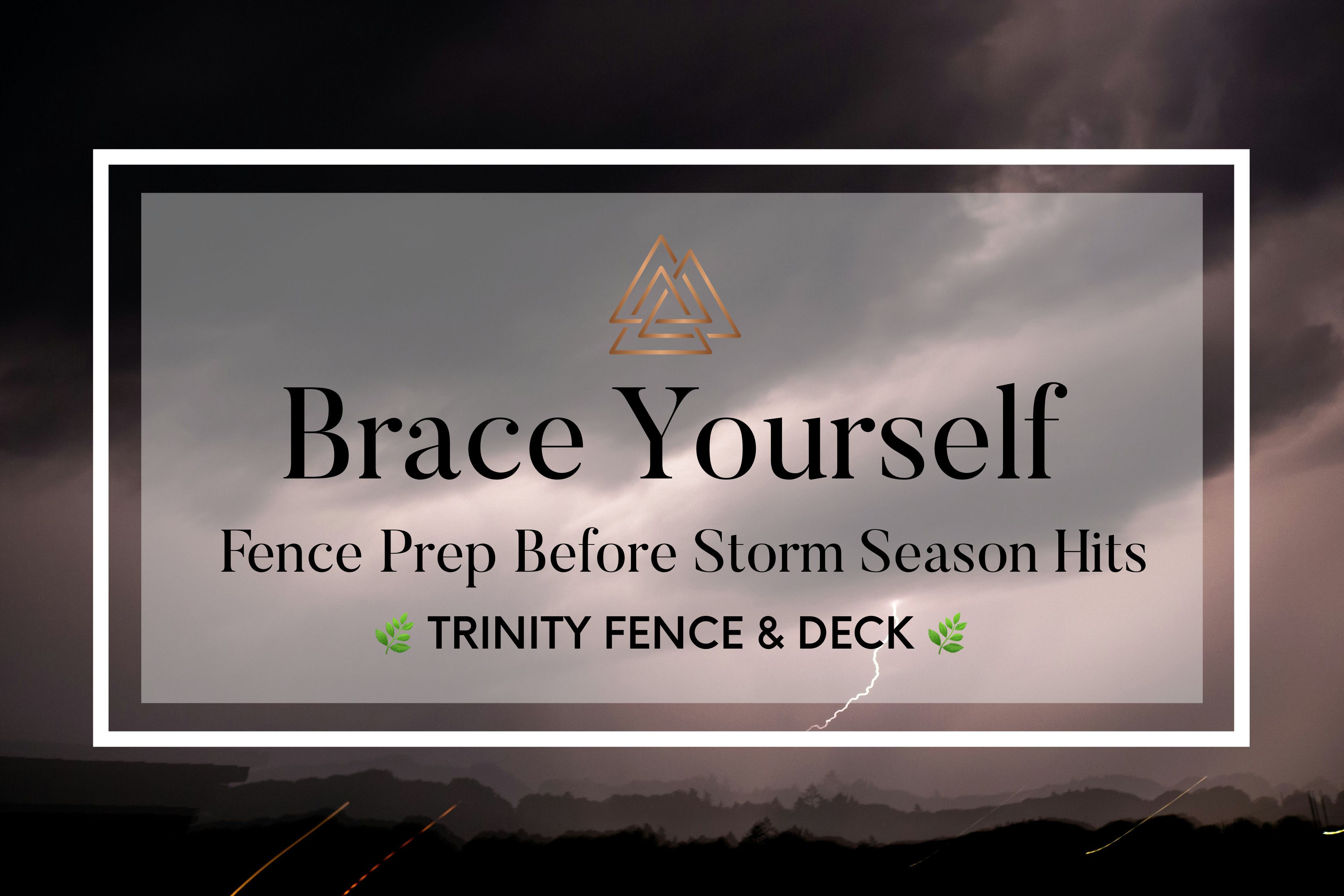 Fence boards with dark storm clouds gathering behind, representing Texas storm season prep.
