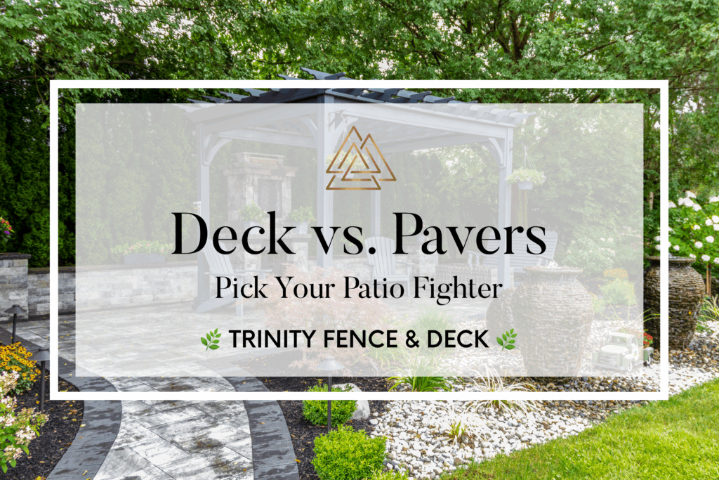 Stone paver pathway with a shaded pergola and lush green landscaping, highlighting an elegant alternative to traditional decking.