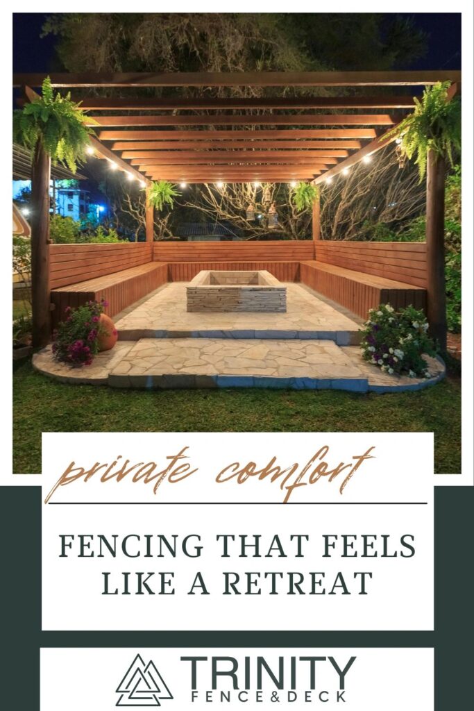 Luxury backyard fence and pergola combo designed for privacy, comfort, and retreat-style living in Austin.