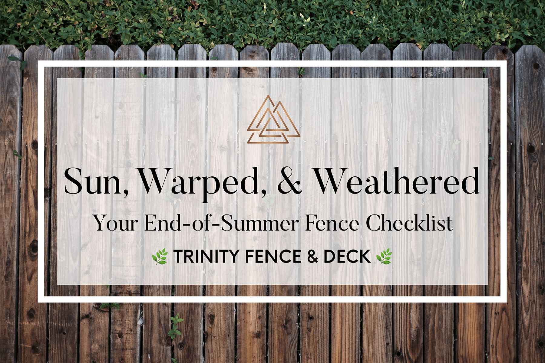 Weathered wood fence with sun-faded panels, showing contrast between aged and newer boards - perfect visual for end-of-summer fence maintenance.